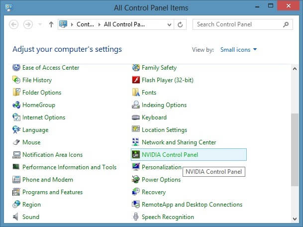 can t open nvidia control panel windows 8.1